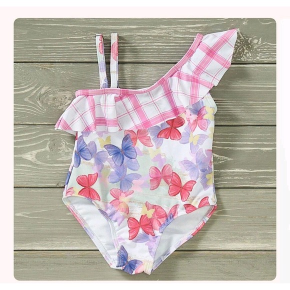 4T Pete And Lucy Free Like‎ A Butterfly One Piece Swimsuit New - Picture 1 of 4